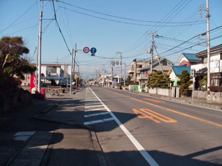 松並木の分道幅が広くなっている